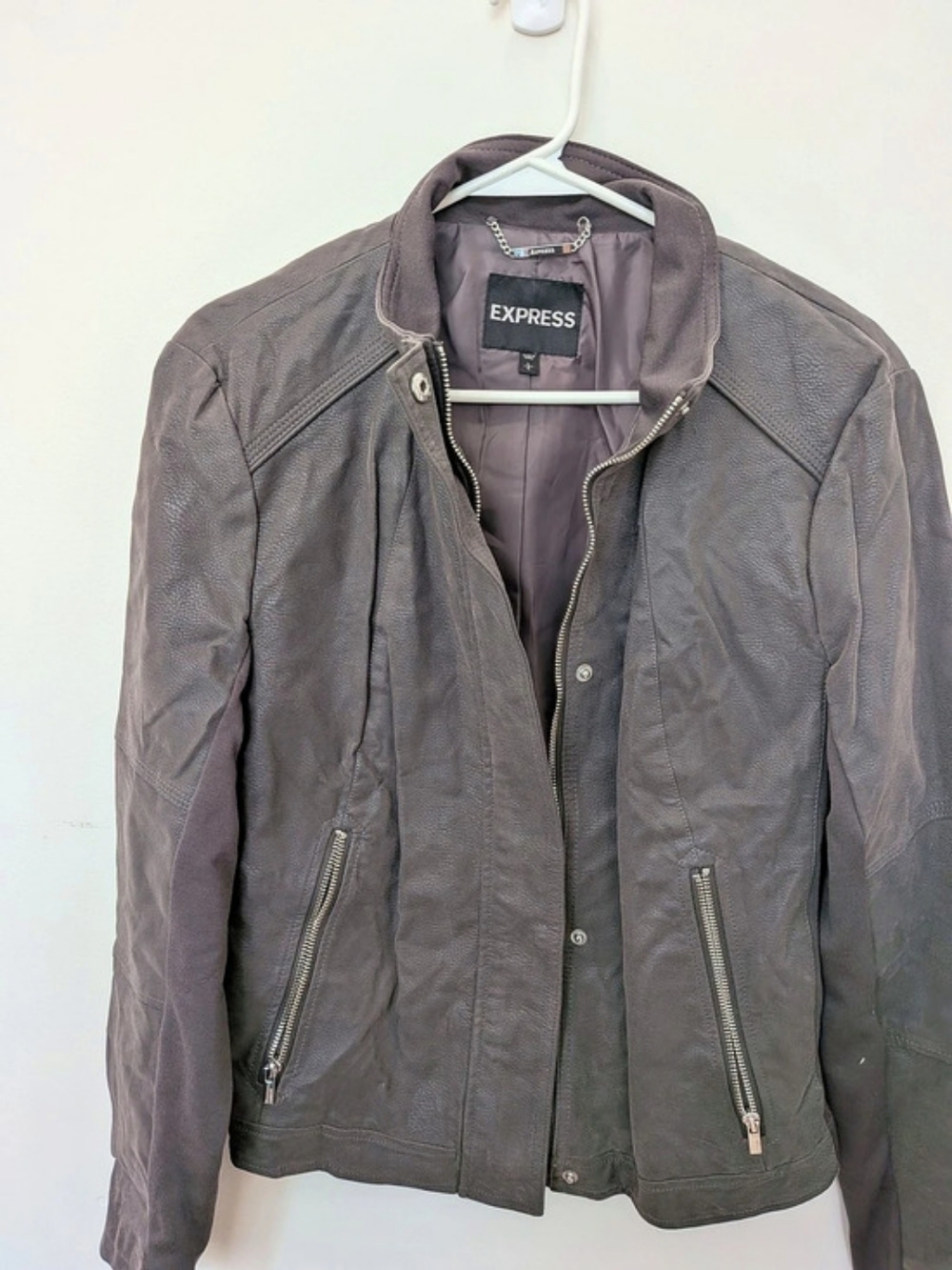 Express Faux Leather Moto Jacket Gray